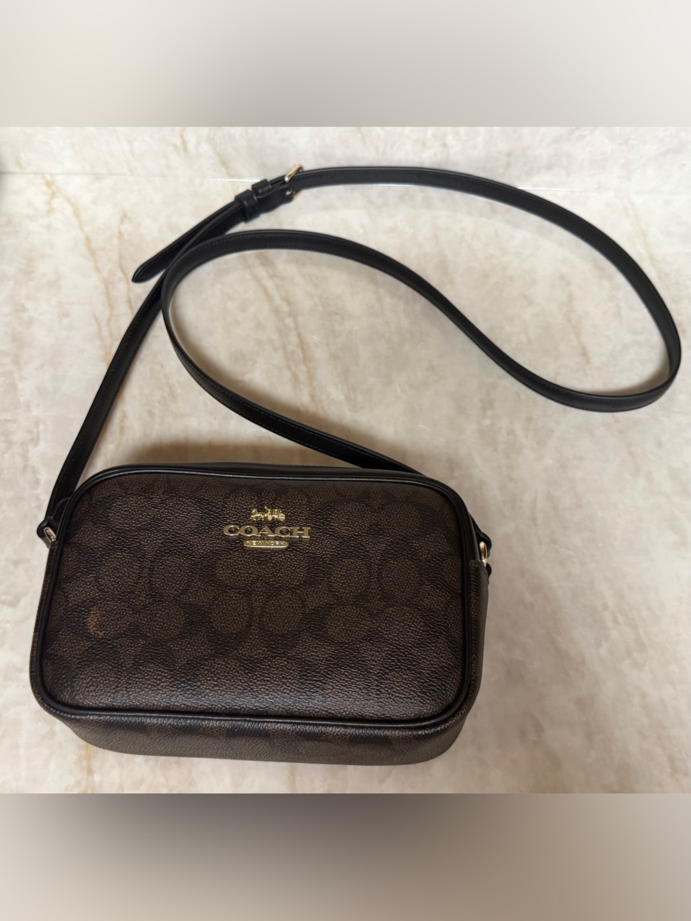 Coach Brown Signature Crossbody with Gold Hardware